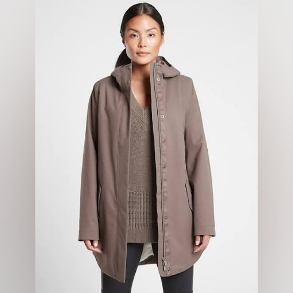 Athleta Lakeview RainOut Parka, Coffee House, Medium
